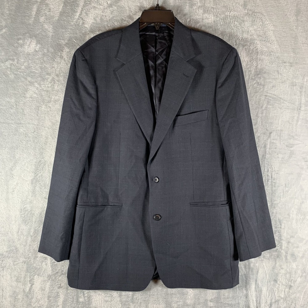 Brooks Brothers Men's Blazer Gray 42R Wool Blend Plaid Stretch Office Career
